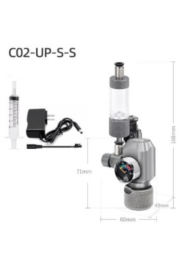 Aqua Week CO2 UP reduktor 1 mérőórával, buborékszámlálóval, mágnesszeleppel, visszafolyásgátlóval, tűszeleppel, függőleges menetű palackhoz (adapterrel SodaStream palackhoz-nem tartozék)