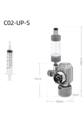 Aqua Week CO2 UP reduktor 1 mérőórával, buborékszámlálóval, visszafolyásgátlóval, tűszeleppel, függőleges menetű palackhoz (adapterrel SodaStream palackhoz-nem tartozék)